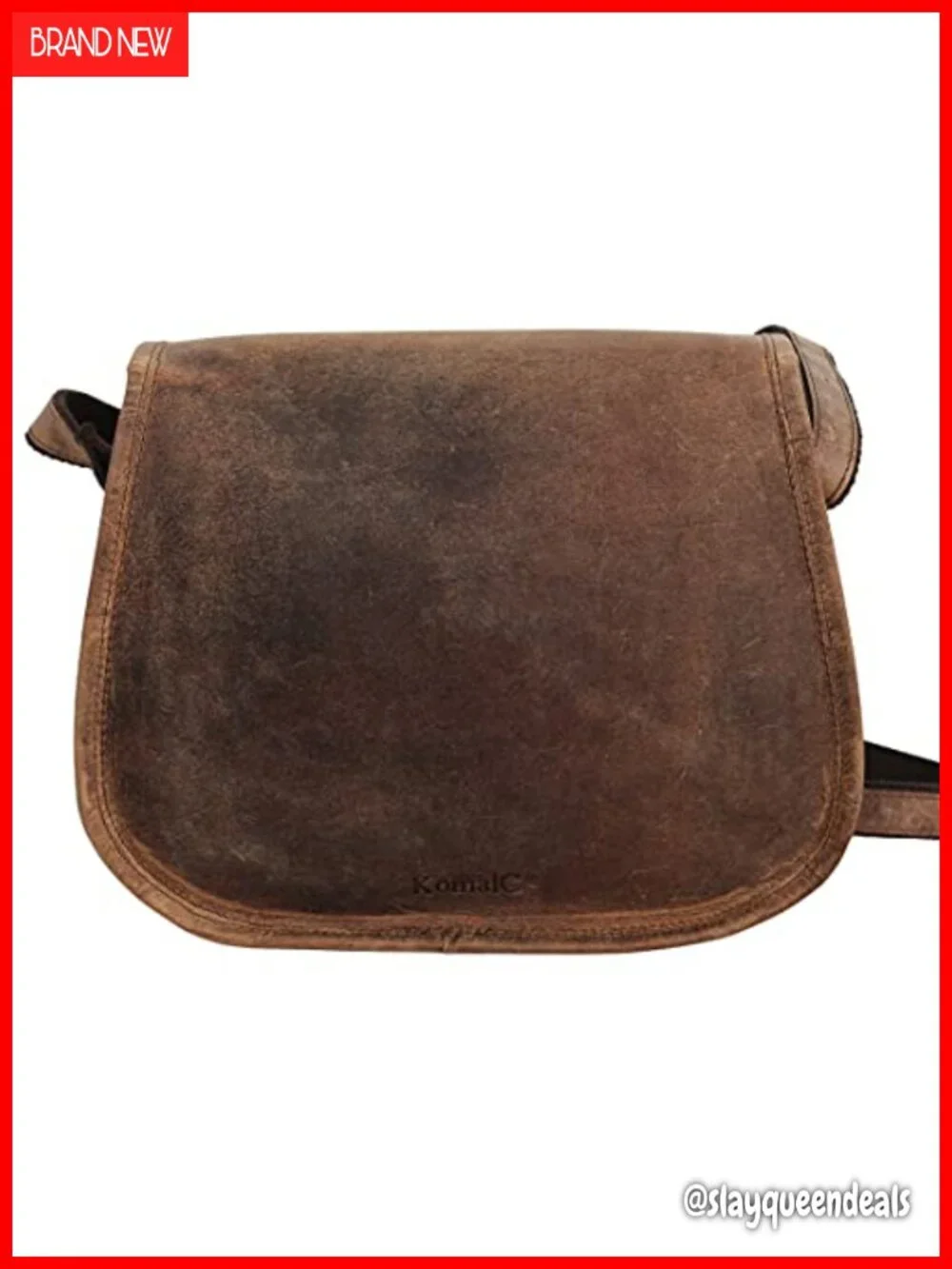 Full Grain Leather Crossbody Satchel Handbag w/ Multiple Pockets Shoulder Tote